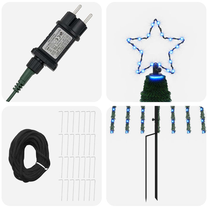 Brad de Crăciun LED 400 cm 1028 LED-uri Albastru Oțel Negru - WALTI WALTI