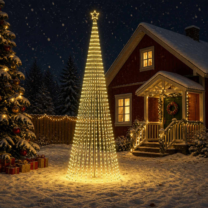 Brad de Crăciun LED 500 cm 1524 LED-uri Alb cald Oțel Negru - WALTI WALTI