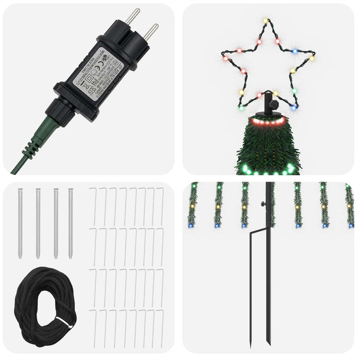 Brad de Crăciun LED 500 cm 1524 LED-uri Multicolor Oțel Negru - WALTI WALTI