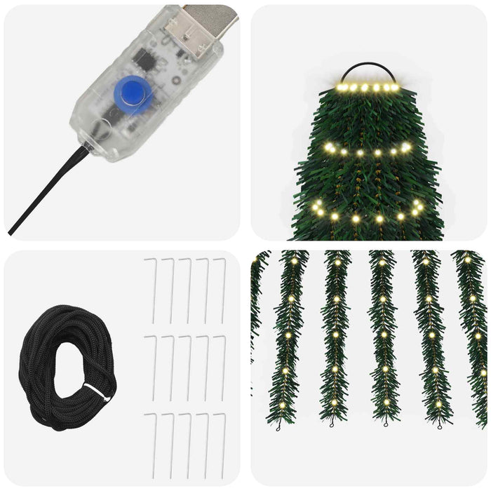 Brad de Crăciun LED 150 cm 240 LED-uri Alb cald Oțel Verde - WALTI WALTI