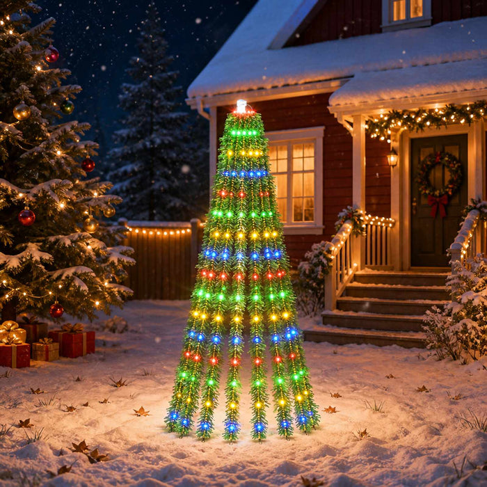 Brad de Crăciun LED 150 cm 240 LED-uri Multicolor Oțel Verde WALTI