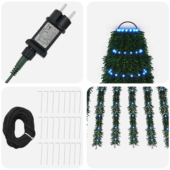 Brad de Crăciun LED 270 cm 648 LED-uri Albastru Oțel Verde WALTI