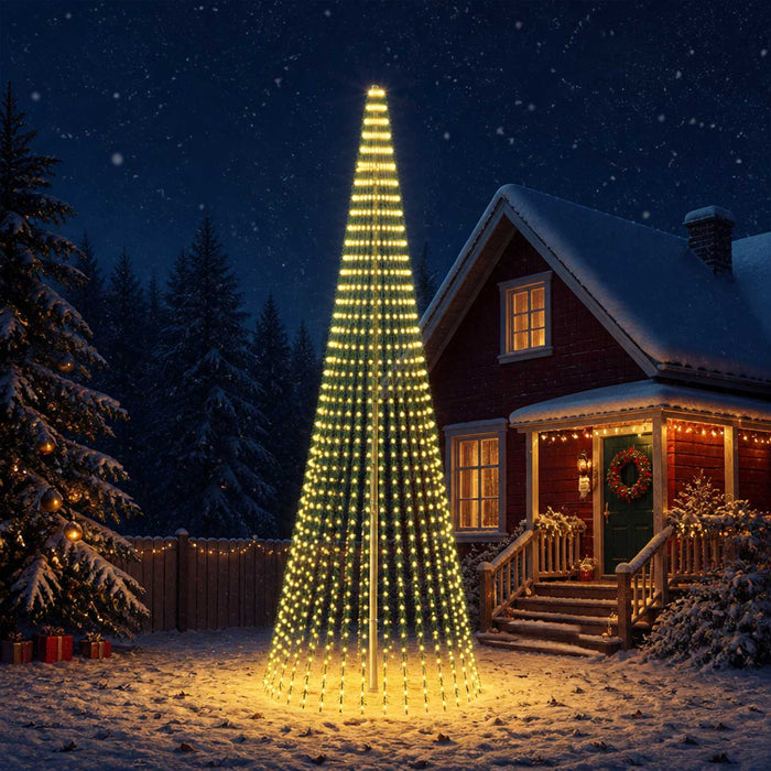 Brad de Crăciun LED 470 cm 1504 LED-uri Alb cald Oțel Verde WALTI