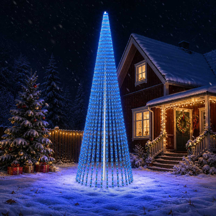 Brad de Crăciun LED 470 cm 1504 LED-uri Albastru Oțel Verde WALTI