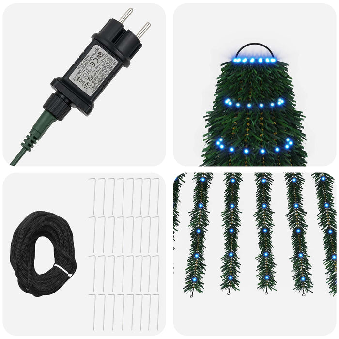 Brad de Crăciun LED 470 cm 1504 LED-uri Albastru Oțel Verde WALTI