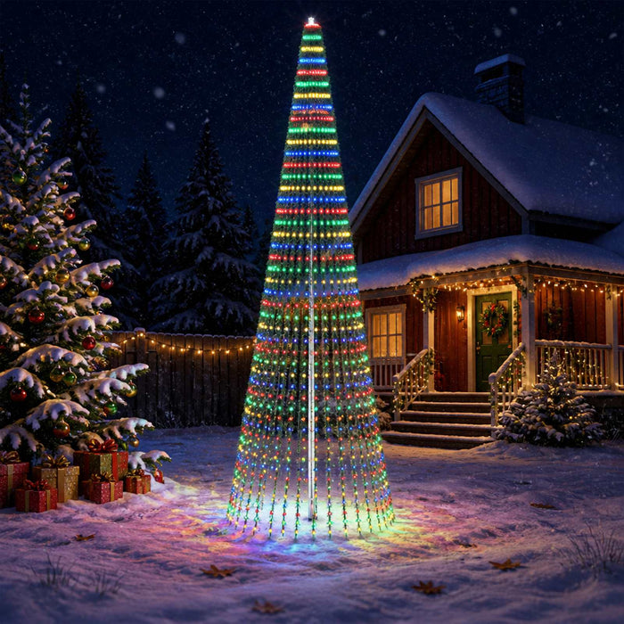 Brad de Crăciun LED 470 cm 1504 LED-uri Multicolor Oțel Verde WALTI