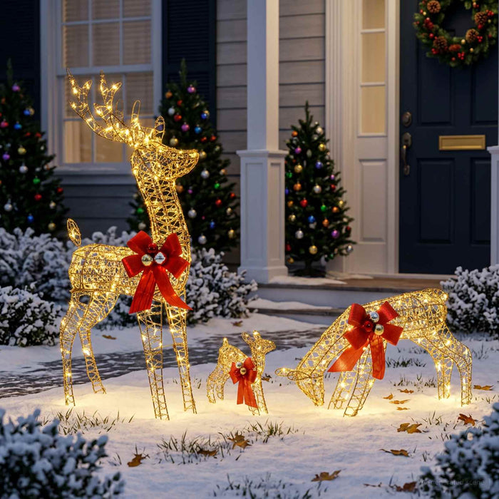 Decorațiune de Crăciun familie de reni 3 buc. 200 LED-uri - WALTI WALTI