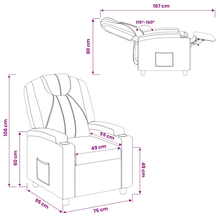 Fotoliu recliner Gri 75 x 95 x 106 cm Țesătură - WALTI WALTI