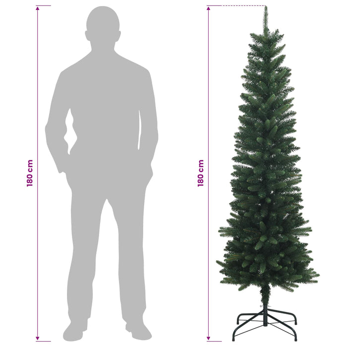 Artificial Slim Christmas Tree 180 cm PE și PVC Verde WALTI