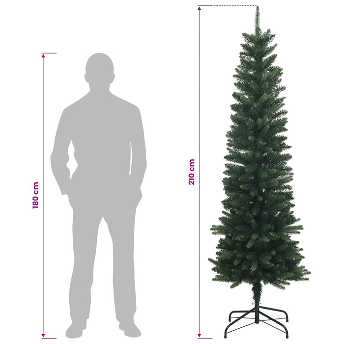 Artificial Slim Christmas Tree 210 cm PE și PVC Verde - WALTI WALTI