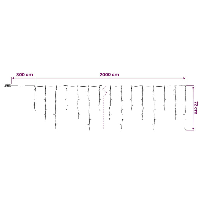 Perdea de lumini 798 LED-uri Alb cald 2000 x 72 cm - WALTI WALTI