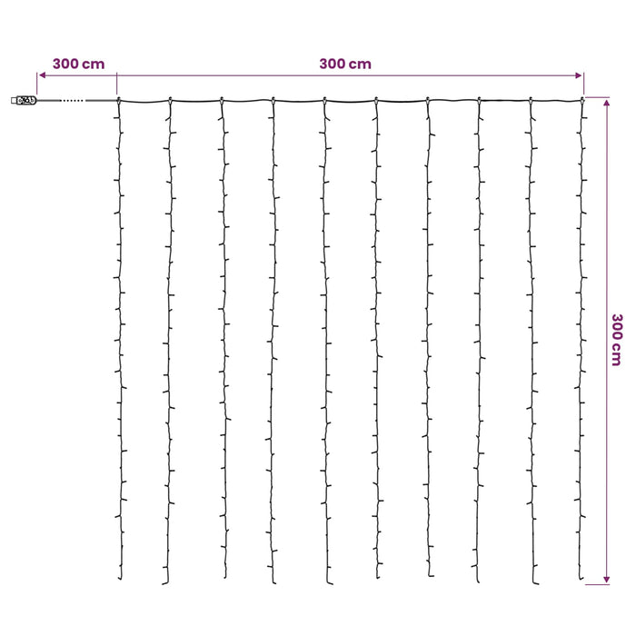 Perdea de lumini 300 LED-uri Albastru 300 x 300 cm - WALTI WALTI