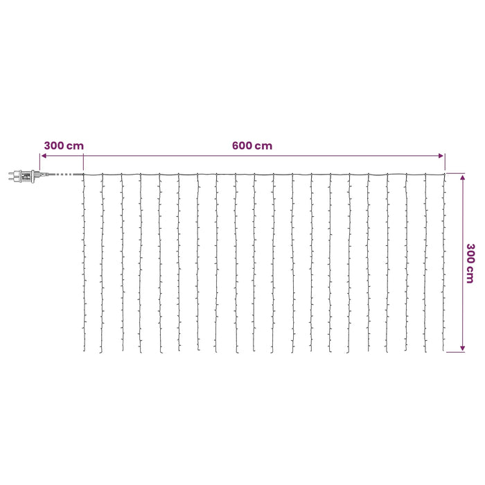 Perdea de lumini 600 LED-uri Alb cald 600 x 300 cm - WALTI WALTI