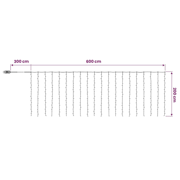 Perdea de lumini 400 LED-uri Alb cald 600 x 200 cm - WALTI WALTI