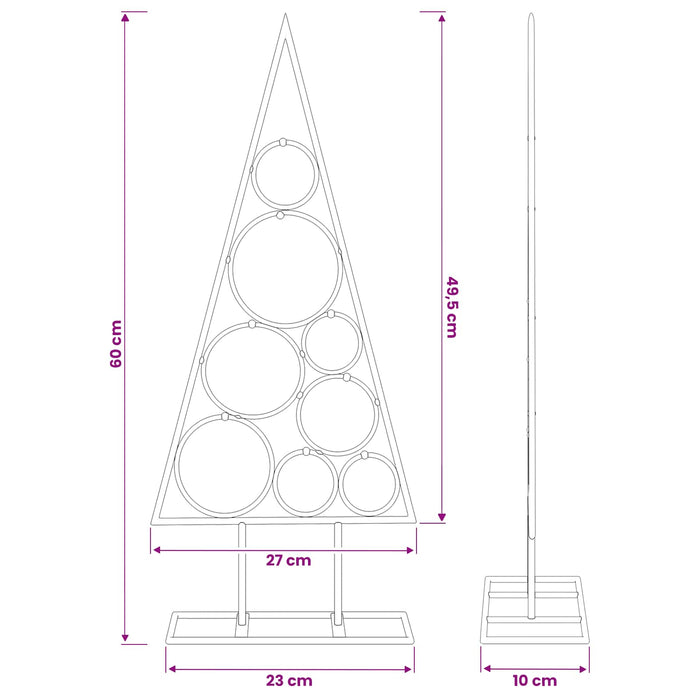 Brad de Crăciun din metal, cu suport rotund KUOPIO 60 cm Oțel - WALTI WALTI