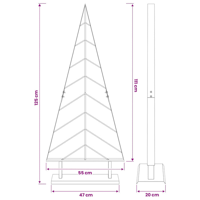 Brad de Crăciun din metal cu suport KUOPIO 125 cm Oțel Negru - WALTI WALTI