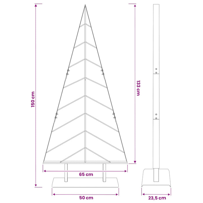 Brad de Crăciun din metal cu suport KUOPIO 150 cm Oțel Negru - WALTI WALTI