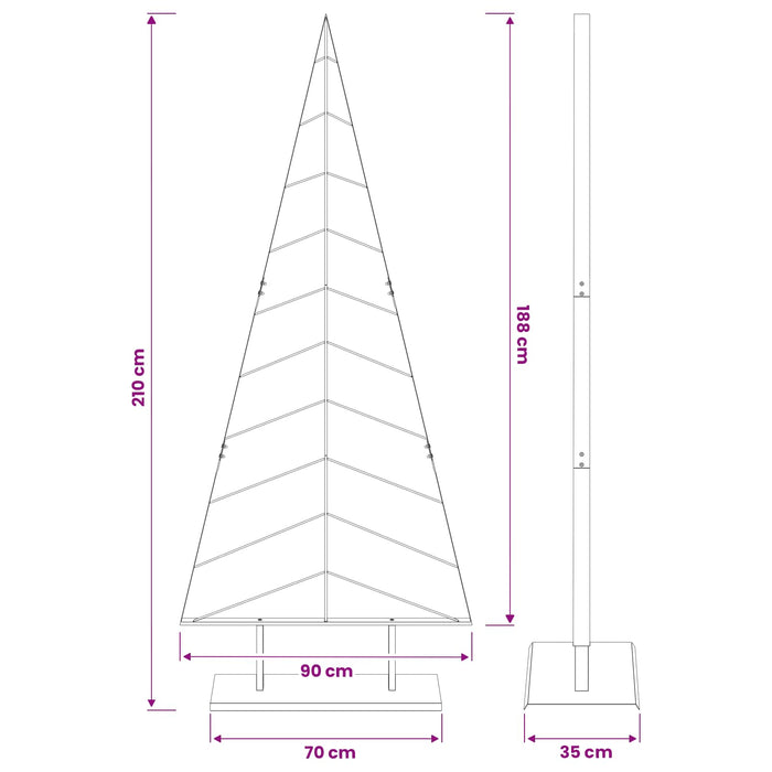 Brad de Crăciun din metal cu suport KUOPIO 210 cm Oțel Auriu - WALTI WALTI