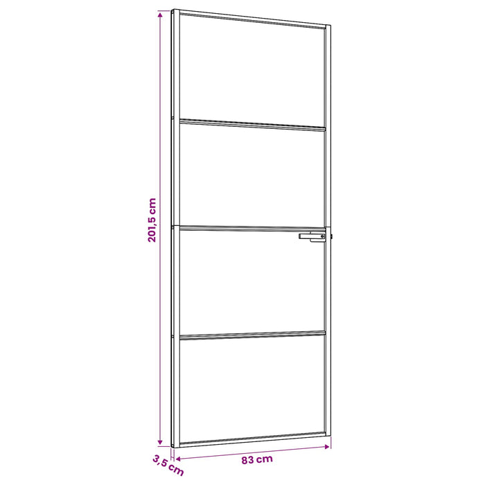 Ușă de interior 83 x 201,5 cm Sticlă Temperată și Aluminiu - WALTI WALTI
