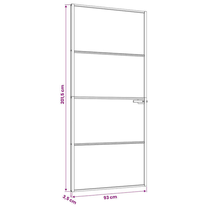 Ușă de interior 93 x 201,5 cm Sticlă Temperată și Aluminiu - WALTI WALTI