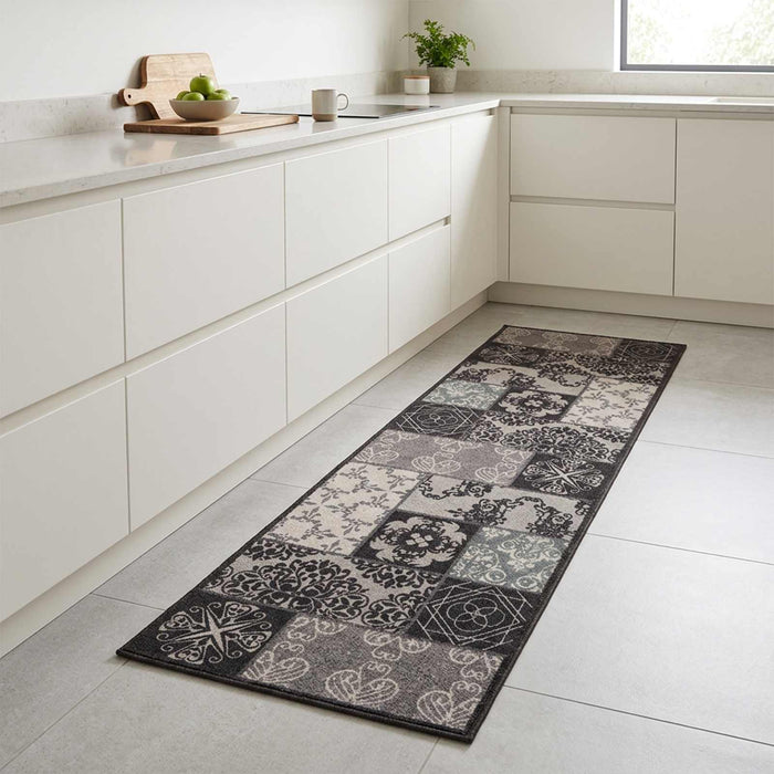 Covor de bucătărie mozaic negru 180 x 60 cm 100% Poliamidă - WALTI WALTI