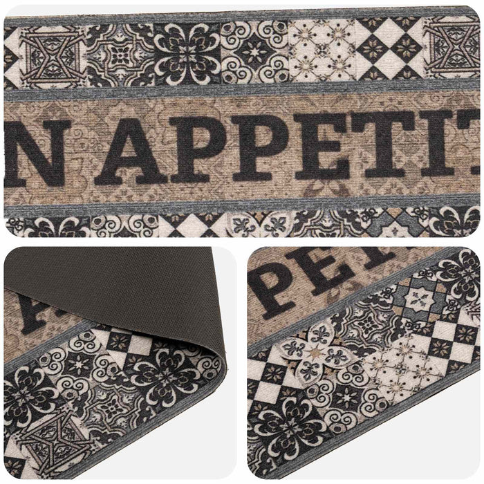 Covor de bucătărie Gri poftă bună 300 x 60 cm 100% Poliamidă WALTI