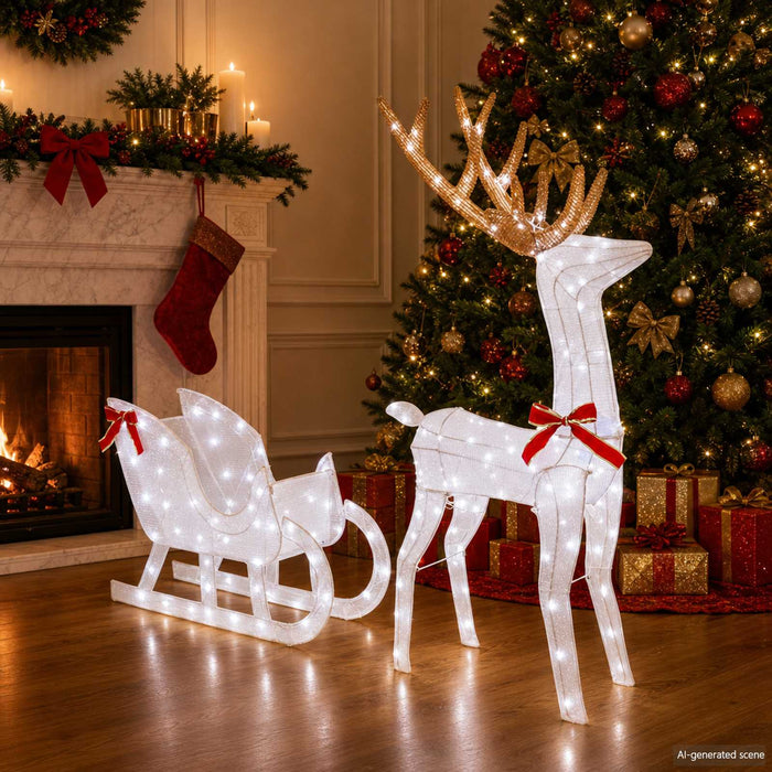 Sanie cu ren LOVIISA 200 LED-uri Alb rece 70 x 26 x 128,5 cm WALTI