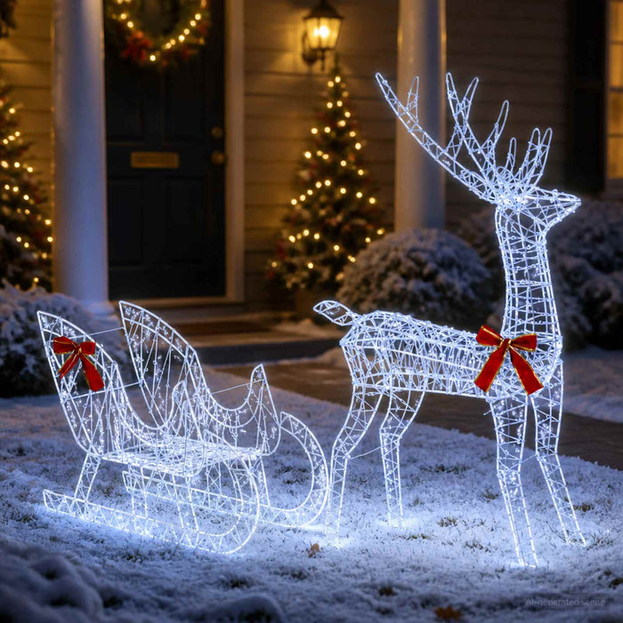 Sanie cu ren LOVIISA 450 LED-uri Alb rece 70 x 26 x 128,5 cm WALTI