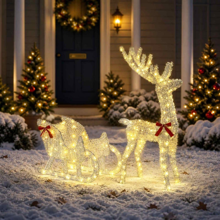 Sanie cu ren LOVIISA 200 LED-uri Alb cald 70 x 26 x 128,5 cm WALTI
