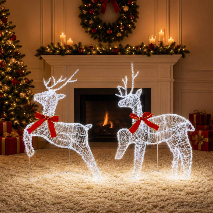 Ren de Crăciun 2 buc. 40 LED-uri Alb rece 43 x 19 x 65 cm WALTI
