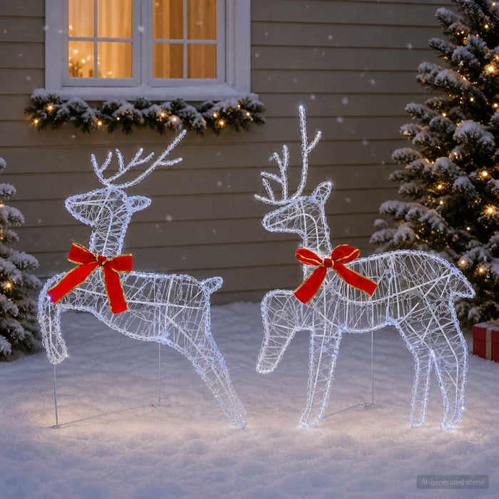 Ren de Crăciun 2 buc. 40 LED-uri Alb rece 43 x 19 x 65 cm WALTI