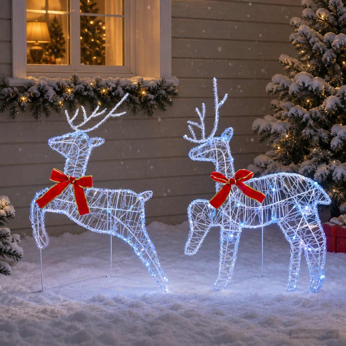 Ren de Crăciun 2 buc. 40 LED-uri Albastru 43 x 19 x 65 cm WALTI