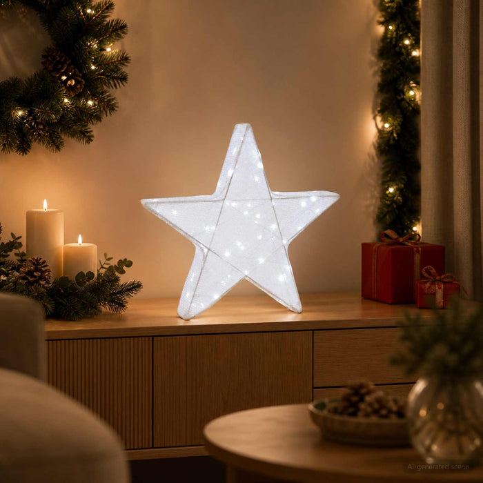 Stea de Crăciun 3D 50 LED-uri Alb rece 55 x 53,5 x 10 cm WALTI