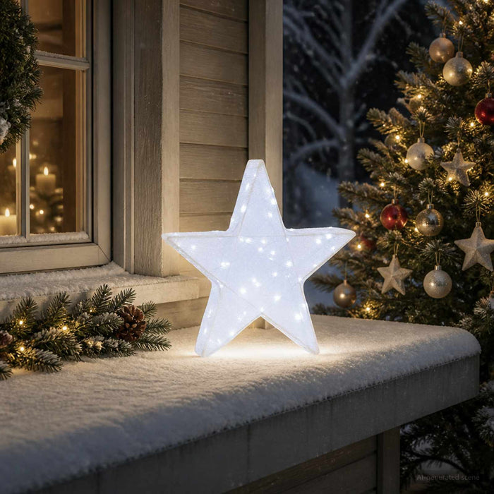 Stea de Crăciun 3D 50 LED-uri Alb rece 55 x 53,5 x 10 cm WALTI