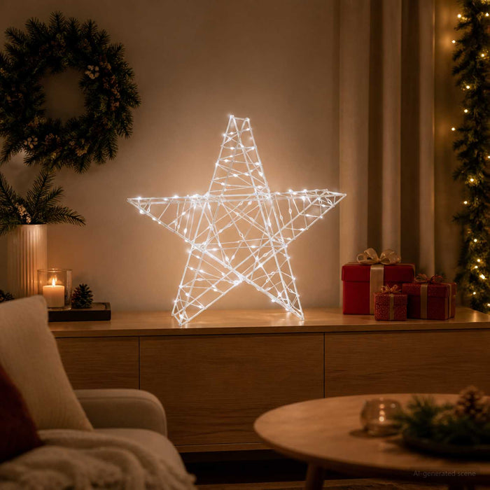 Stea de Crăciun 3D 120 LED-uri Alb rece 55 x 53,5 x 10 cm WALTI