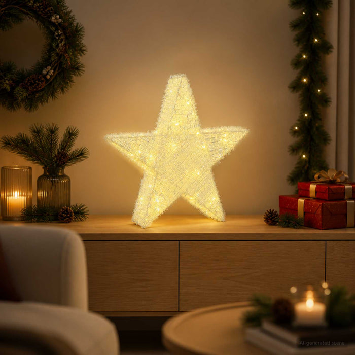 Stea de Crăciun 3D 50 LED-uri Alb cald 55 x 53,5 x 10 cm WALTI