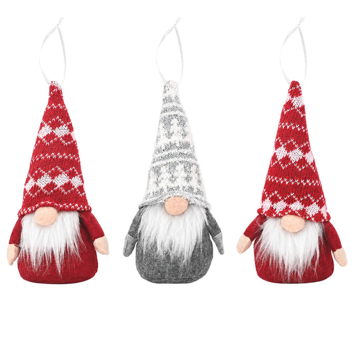 Set de gnomi șezători 3 buc. Roșu și gri 10 x 18 cm Poliester WALTI