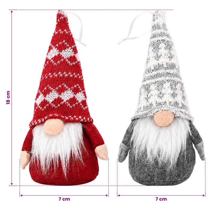 Set de gnomi șezători 3 buc. Roșu și gri 10 x 18 cm Poliester WALTI