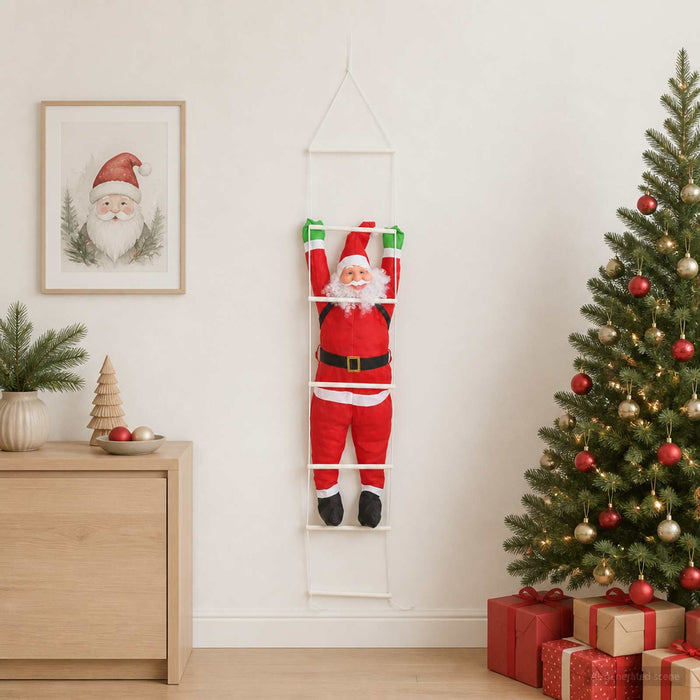 Moș Crăciun pe scară, de agățat Roșu 30 x 15 x 170 cm Poliester WALTI