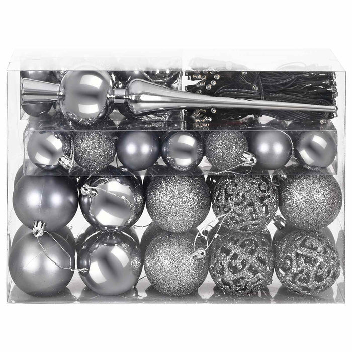 Set de Globuri de Crăciun 61 buc. Gri Diam. 6 cm Plastic - WALTI WALTI