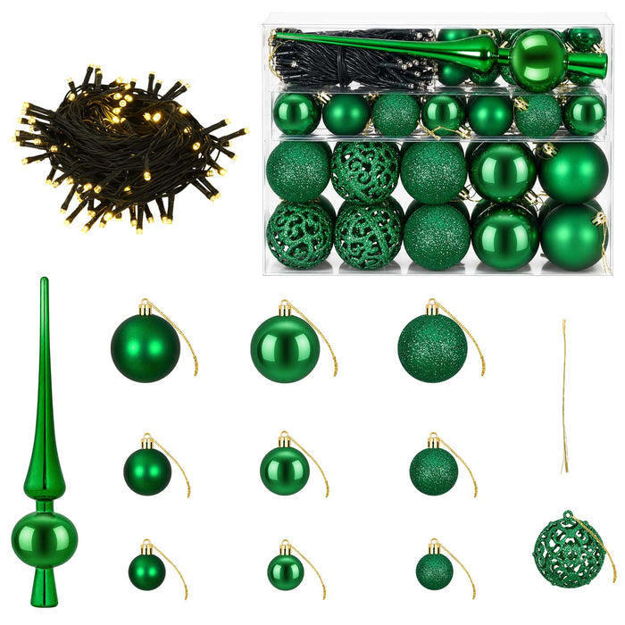 Set de Globuri de Crăciun 61 buc. Verde Diam. 6 cm Plastic - WALTI WALTI