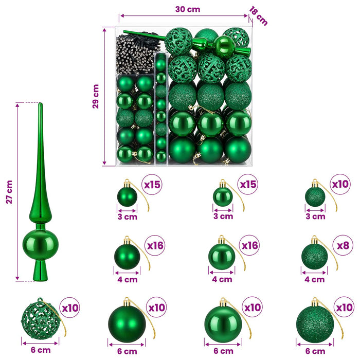 Set de Globuri de Crăciun 120 buc. Verde Diam. 6 cm Plastic - WALTI WALTI