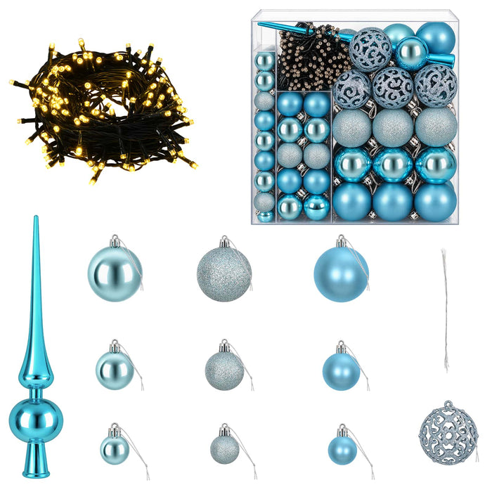 Set de Globuri de Crăciun 120 buc. Turcoaz Diam. 6 cm Plastic - WALTI WALTI