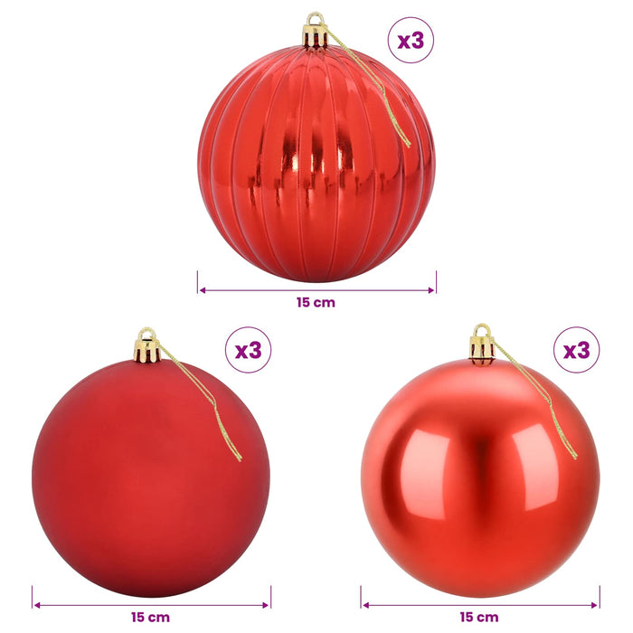 Set de globuri de Crăciun XL 9 buc. Roșu Diam. 15 cm Plastic - WALTI WALTI