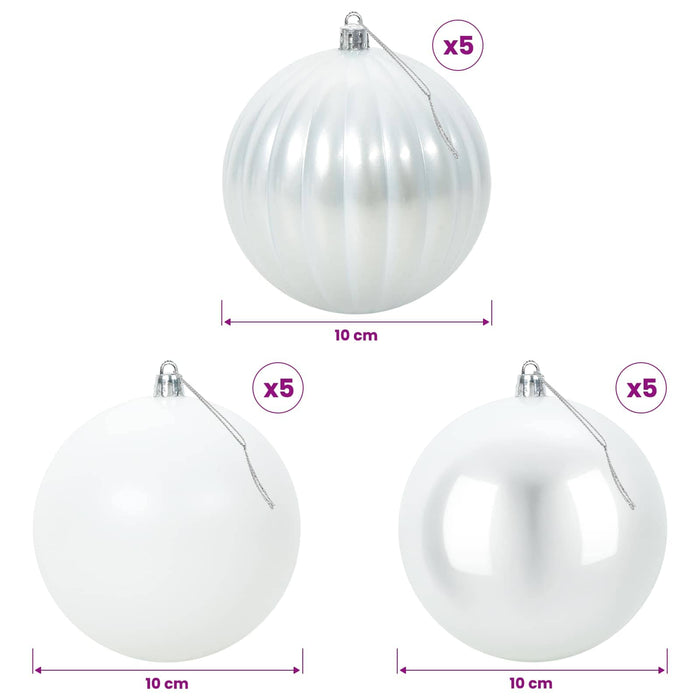 Set de globuri de Crăciun XL 15 buc. Alb Diam. 10 cm Plastic - WALTI WALTI