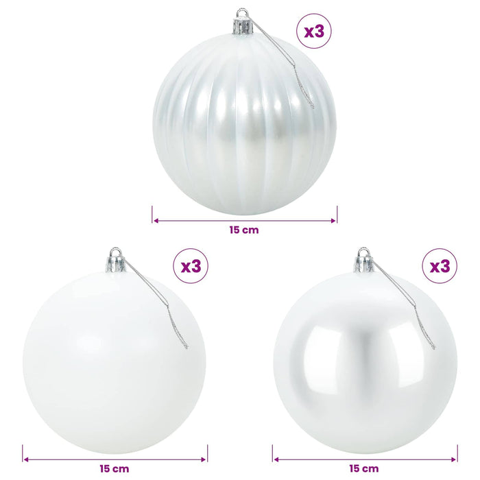 Set de globuri de Crăciun XL 9 buc. Alb Diam. 15 cm Plastic - WALTI WALTI