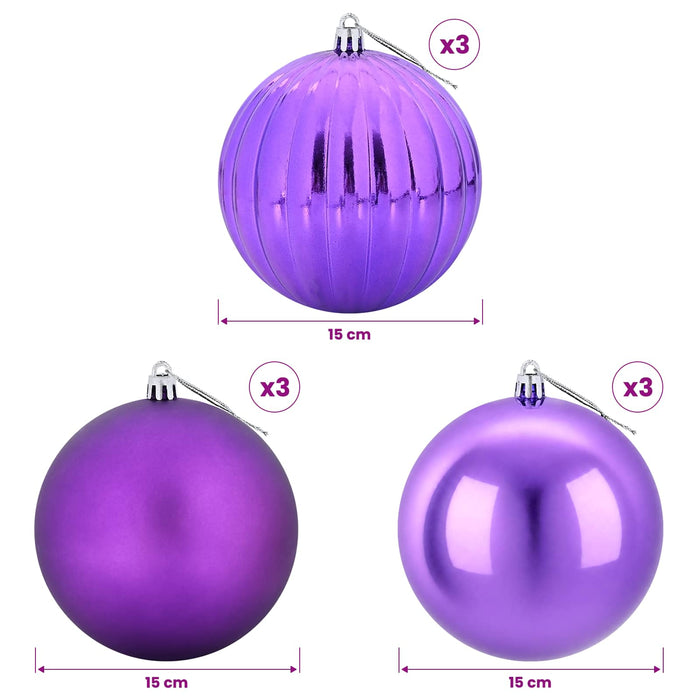Set de globuri de Crăciun XL 9 buc. Violet Diam. 15 cm Plastic - WALTI WALTI