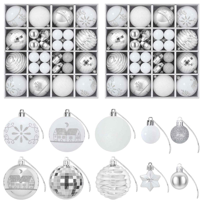 Set de globuri de Crăciun 88 buc. argintiu și alb Ø 6 cm WALTI