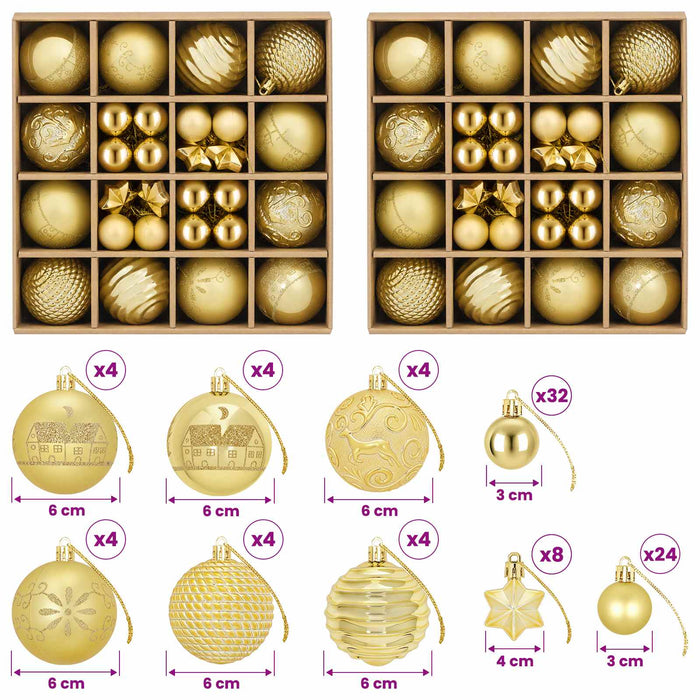 Set de globuri de Crăciun 88 buc. Auriu Ø 6 cm Plastic WALTI