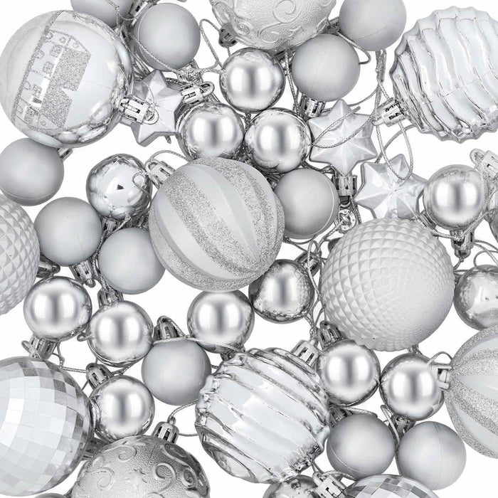 Set de globuri de Crăciun 88 buc. Argintiu Ø 6 cm Plastic WALTI
